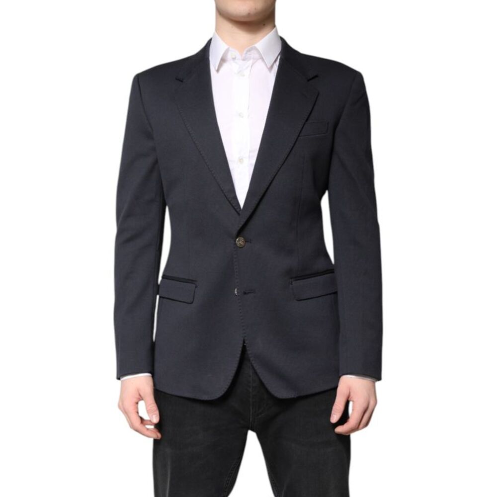 Dolce & Gabbana Dark Blue Cotton Men Jacket Coat Suit Men's Blazer